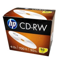 惠普HP 4-12速 CD-RW 可擦写 空白CD光盘 700MB 刻录盘 单片盒装重复使